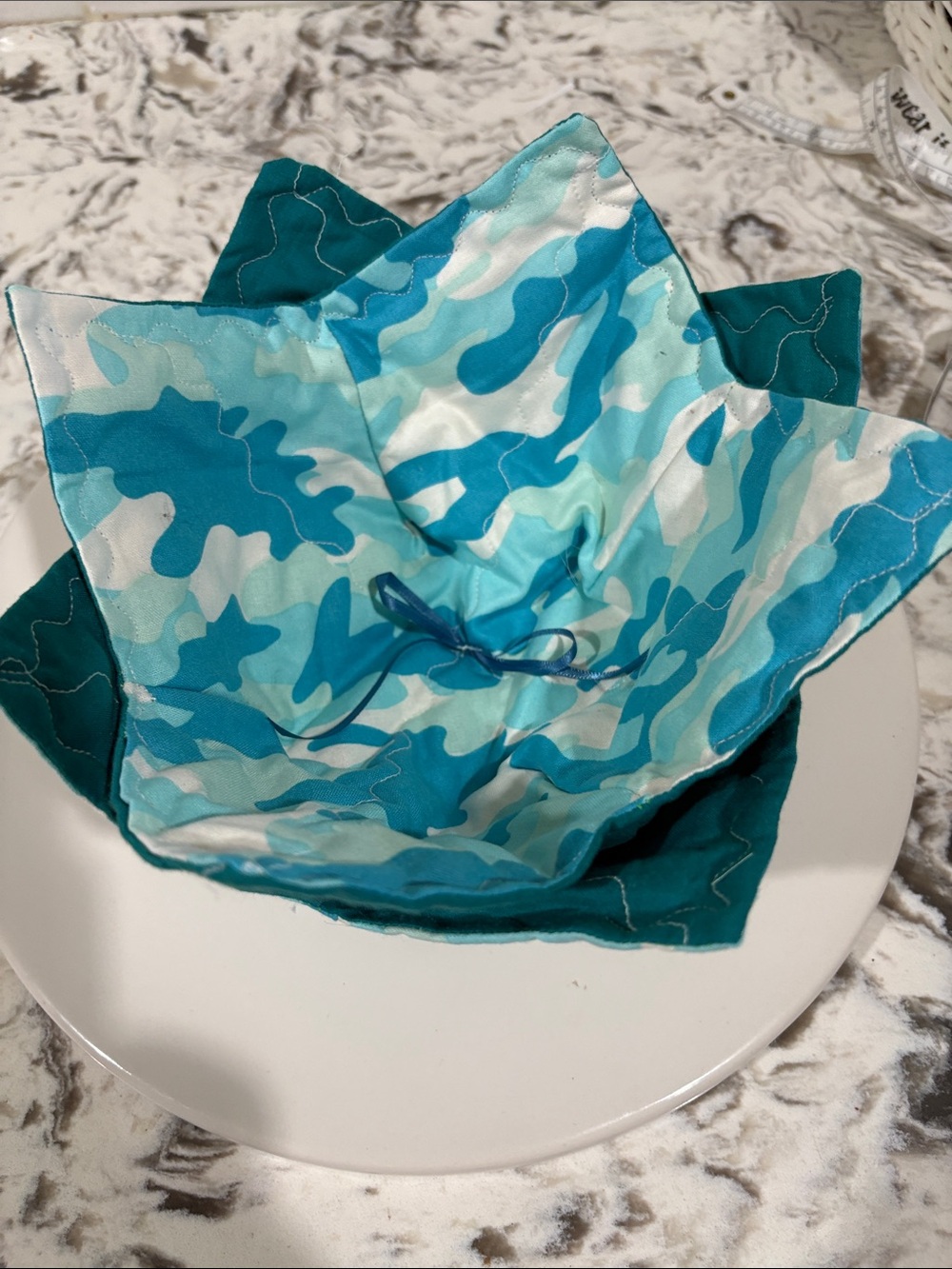 Set of two blue camo bowl, cozy size medium